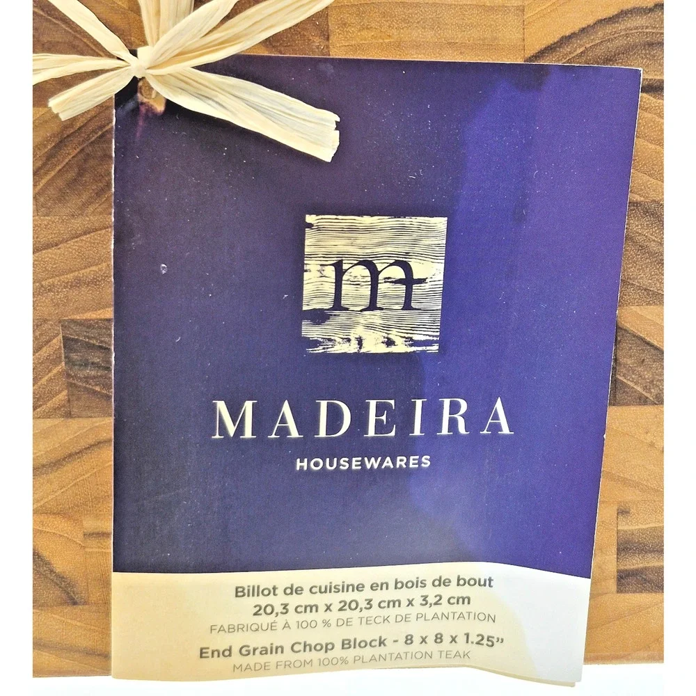 Madeira Teak End Grain Chop Block Cutting Board 8